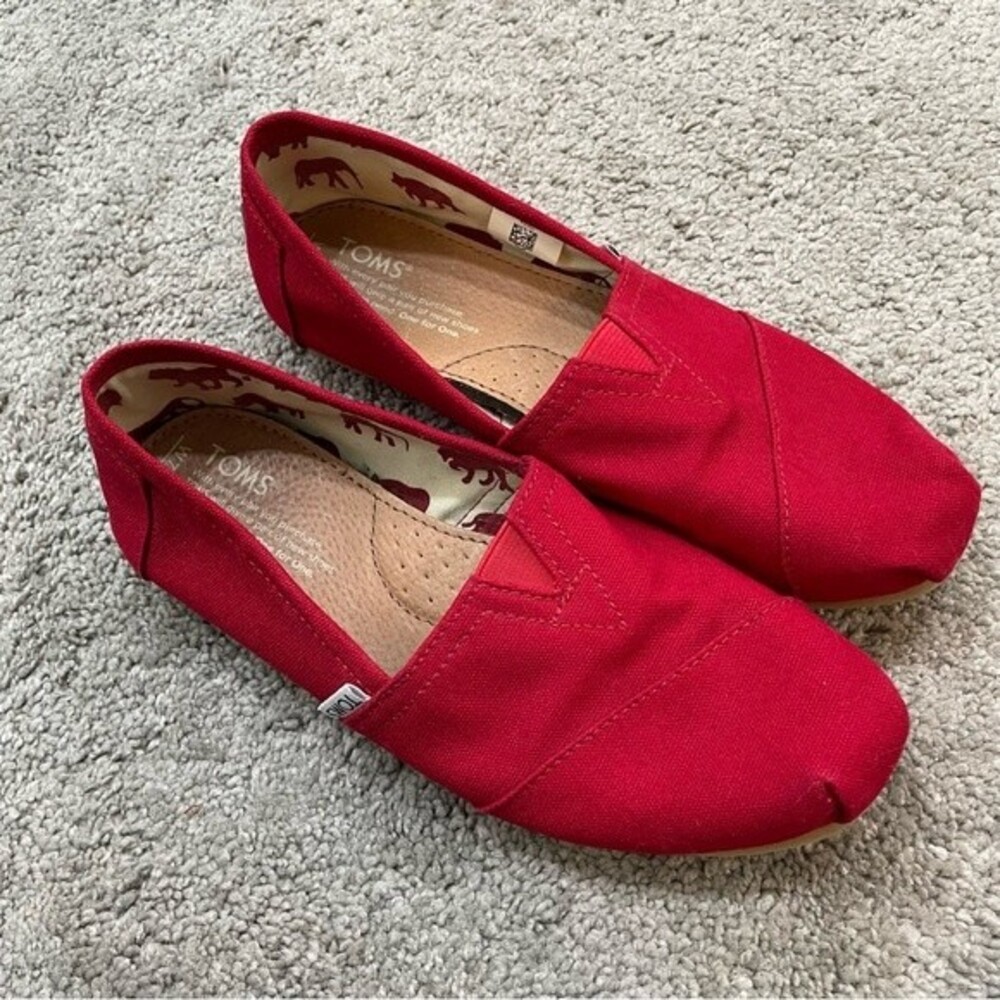 Toms Red Canvas Slip-On Shoes